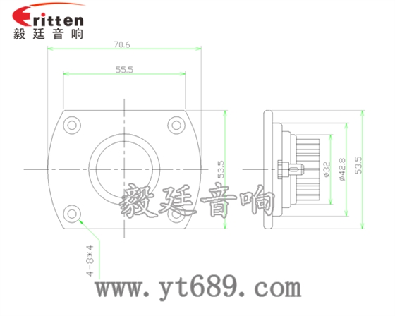 54*70 25瓦丝膜球顶高音喇叭成品图