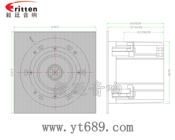 高音可旋转5寸天花喇叭成品图正网罩
