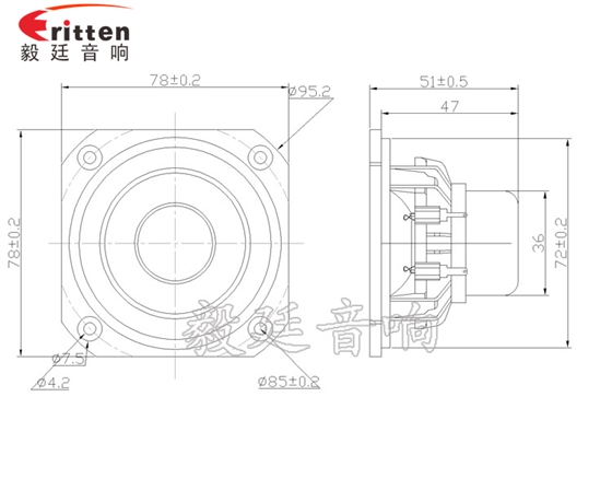 20W4Ω78mm蓝牙音箱喇叭成品图 78mm20w全频内磁喇叭成品图