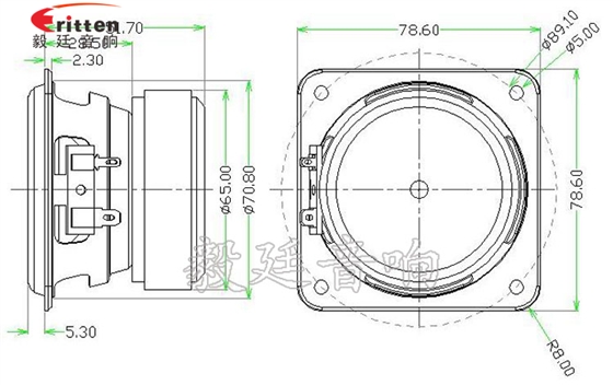 25W全频多媒体音箱喇叭成品图 78mm20w全频内磁喇叭成品图