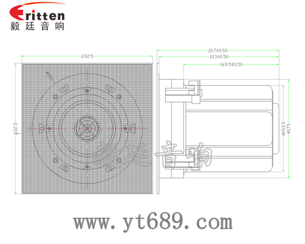 5.25寸圆筒吸顶天花喇叭成品图带网罩