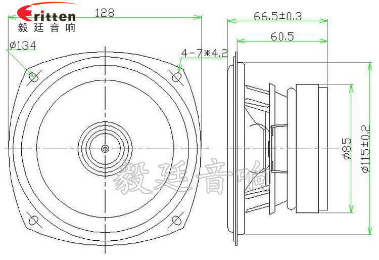 128mm4欧30W无线桌面音箱喇叭成品图 5寸防水船用喇叭成品图