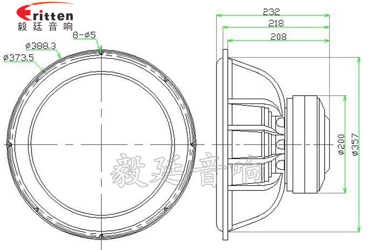 15寸400瓦多媒体重低音喇叭成品图