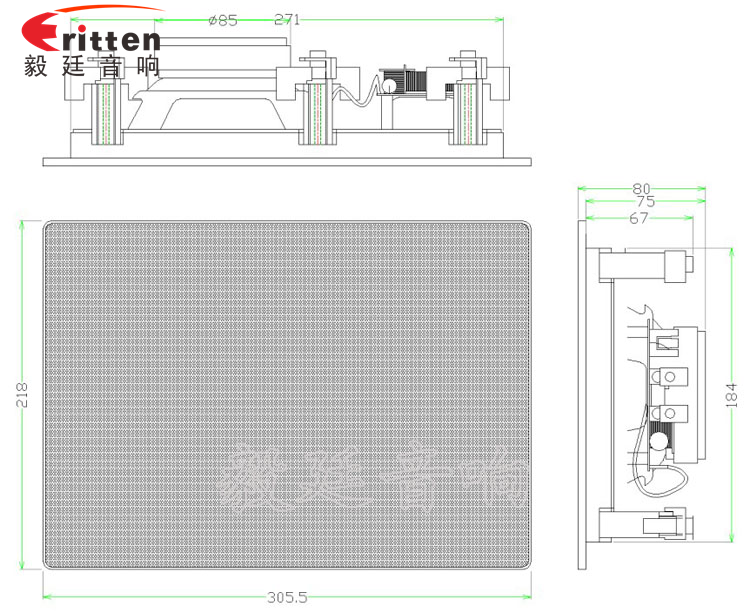 6.5寸两路挂壁喇叭成品图带网罩 6.5寸两路挂壁喇叭成品图带网罩